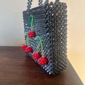 Susan Alexandra Cherry Design Black Handbag